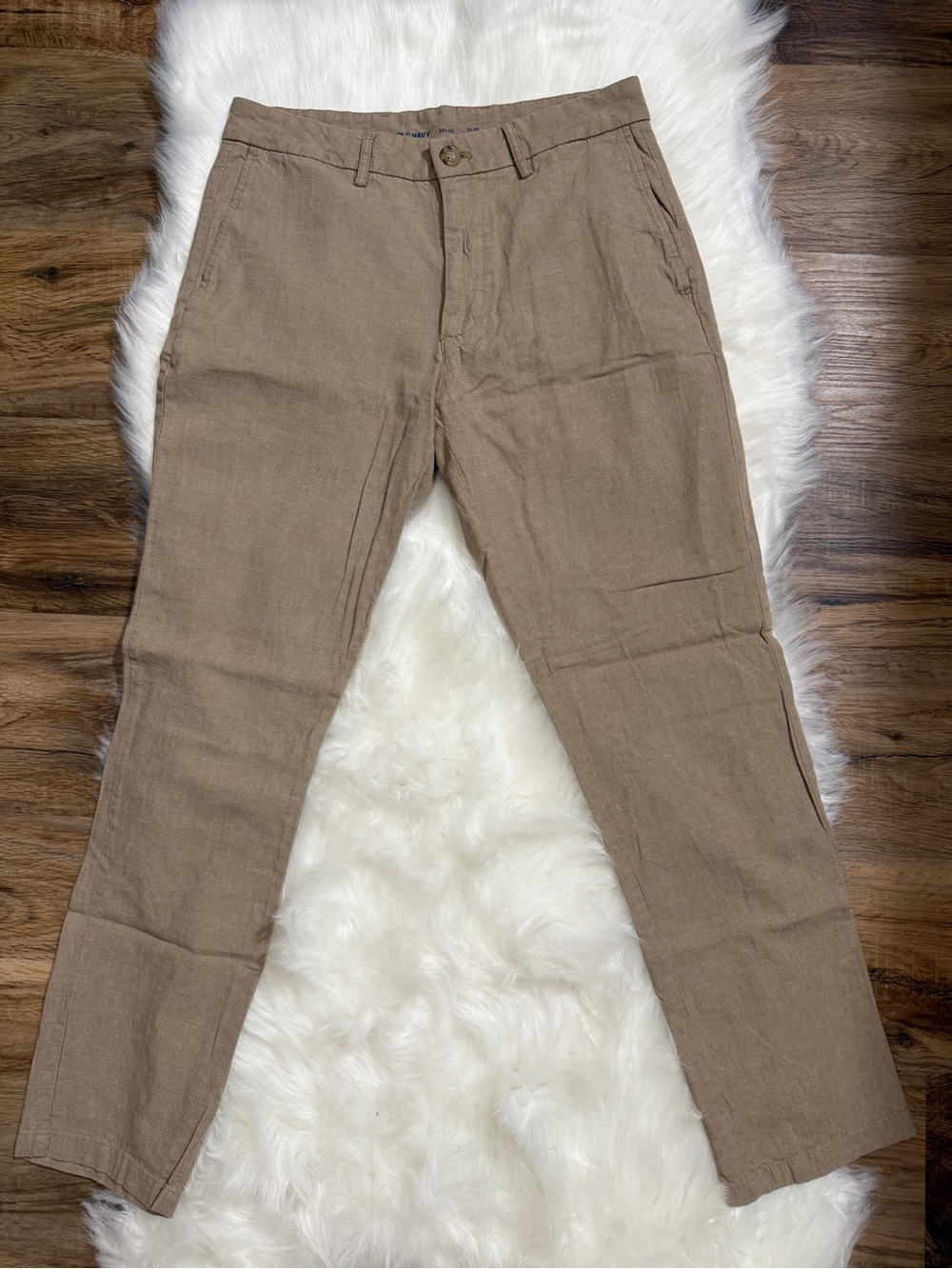 Old Navy Men’s Slim Linen Blend Pants 30x30 Taupe NWOT
